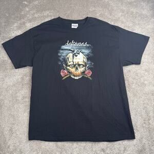 Vtg Deftones Skull Roses T-shirt Hanes Heavyweight Black Size XL